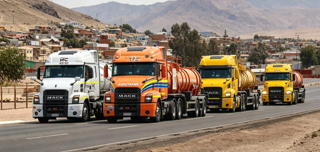 Camiones en un entorno industrial